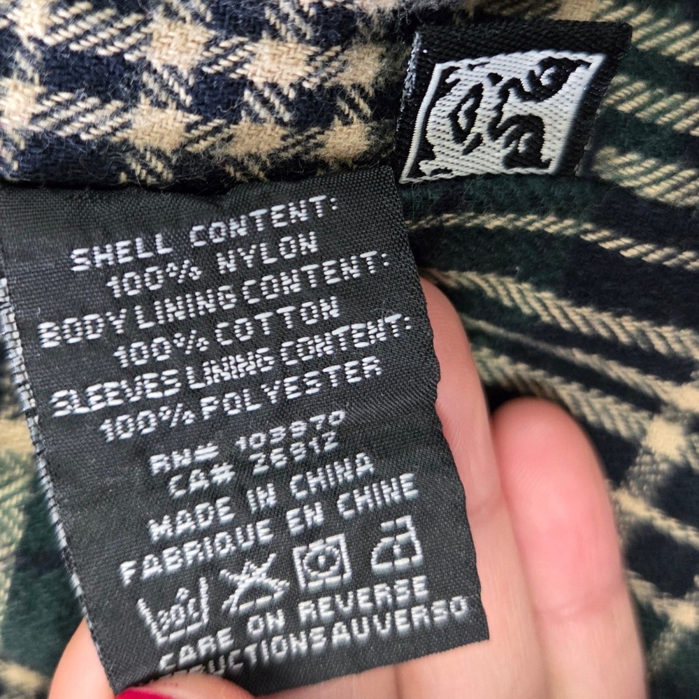 Obey Quilted Workwear Jacket Plaid Lined Snap Front XL - Picture 6 of 7